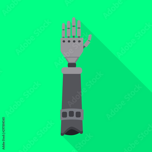 Vector illustration of arm and prosthesis sign. Web element of arm and limb stock symbol for web.