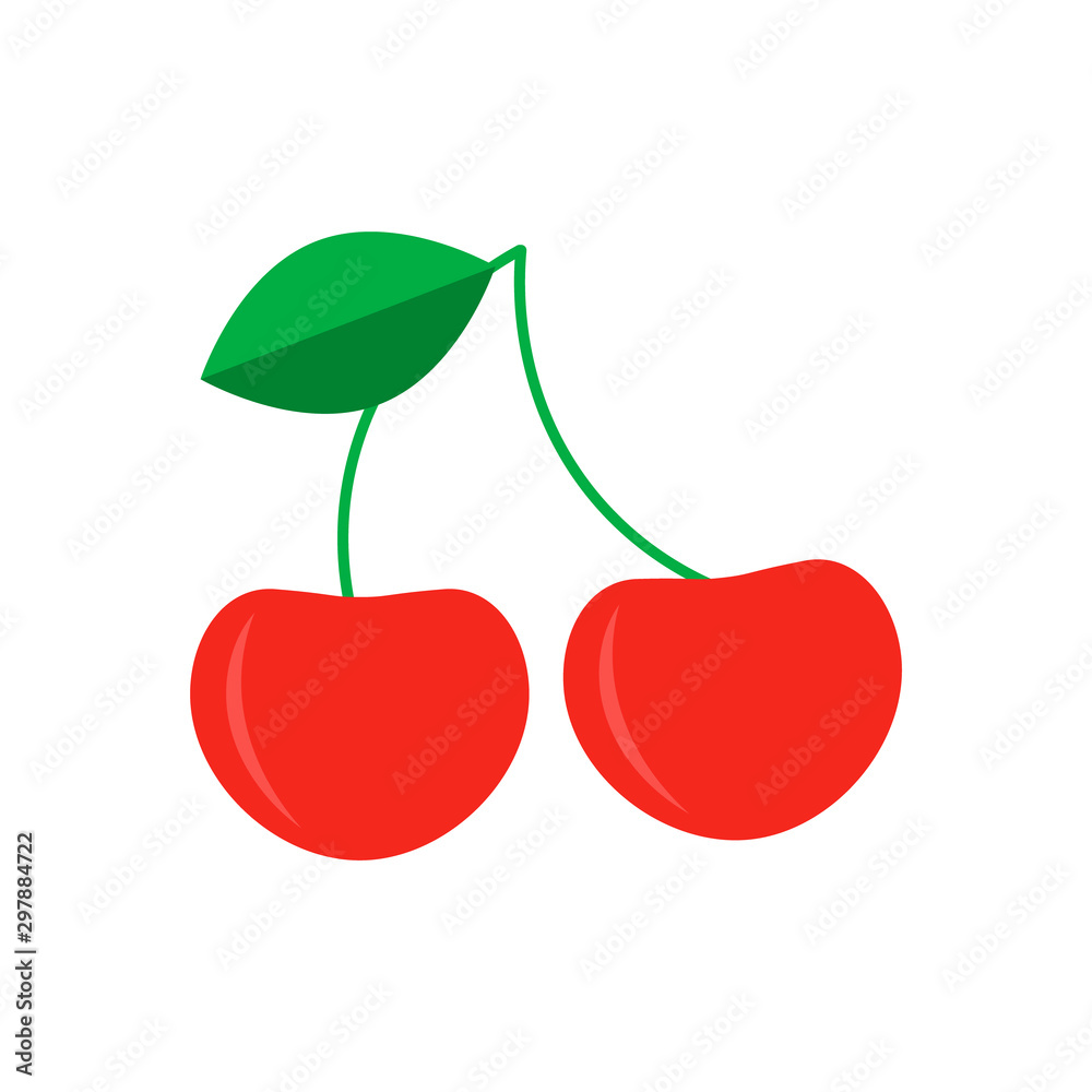 Red cherry vector icon. Red cherry isolated on white background Red cherry vector icon. Red cherry isolated on white background