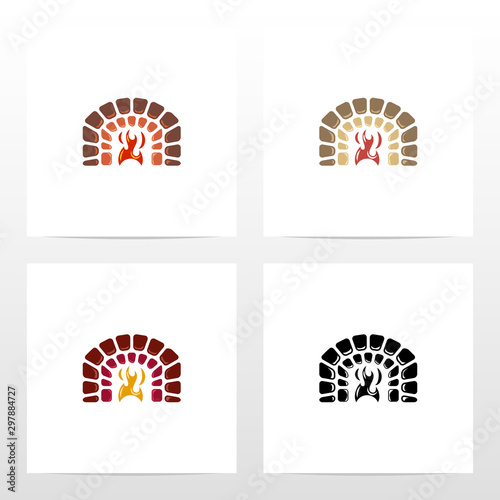 Stone Brick Fireplace Logo Design