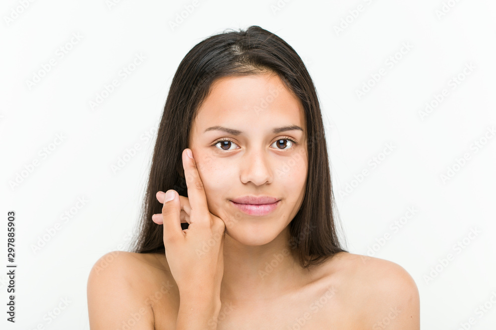 Close up of a beautiful and natural hispanic young woman Close up of a beautiful and natural hispanic young woman