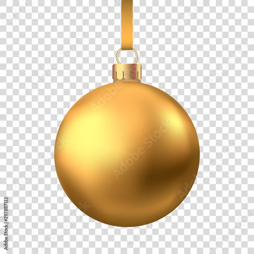 Realistic  gold  Christmas  ball  isolated on white background.