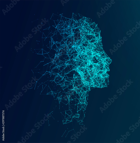 Artificial Intelligence concept.  Creative brain concept background. Vector science illustration.