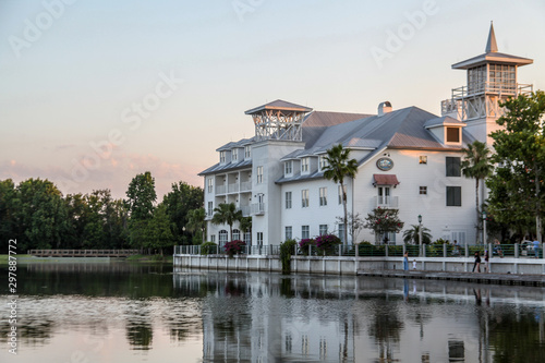 Celebration, Orlando, Florida, USA, October 22, 2019: Celebration, Luxury, Traditional Home, Utopia for Living Well, Downtown is a census-designated place and planned community in Osceola. photo