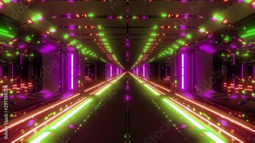 futuristic scifi tunnel corridor with hot glowing metal 3d rendering background wallpaper