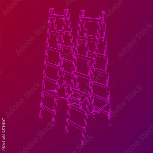 Step ladder. Wireframe low poly mesh vector illustration