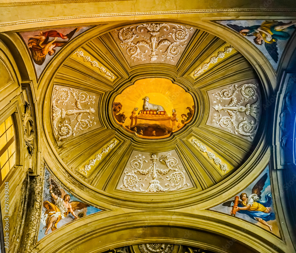 Obraz premium Lamb Ceiling Frescos Vincenzo Anastasio Church Basilica Dome Rome Italy