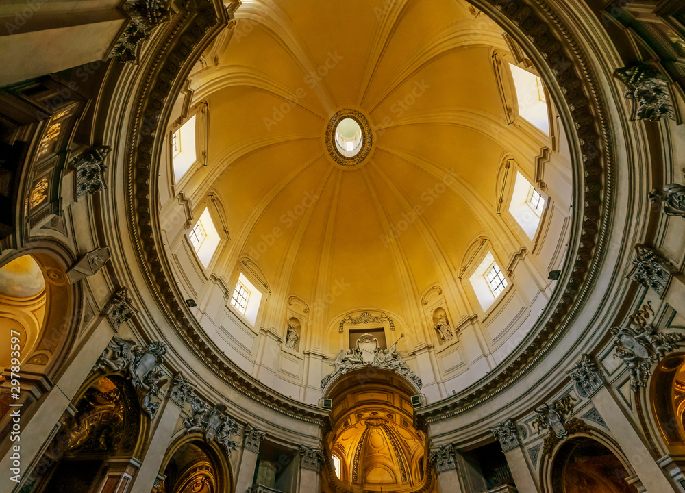 Basilica Dome Santa Maria Montesanto Church Piazza Popolo Rome Italy