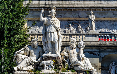  Goddess of Rome Fountain Statues Piazza Popolo Rome Italy photo