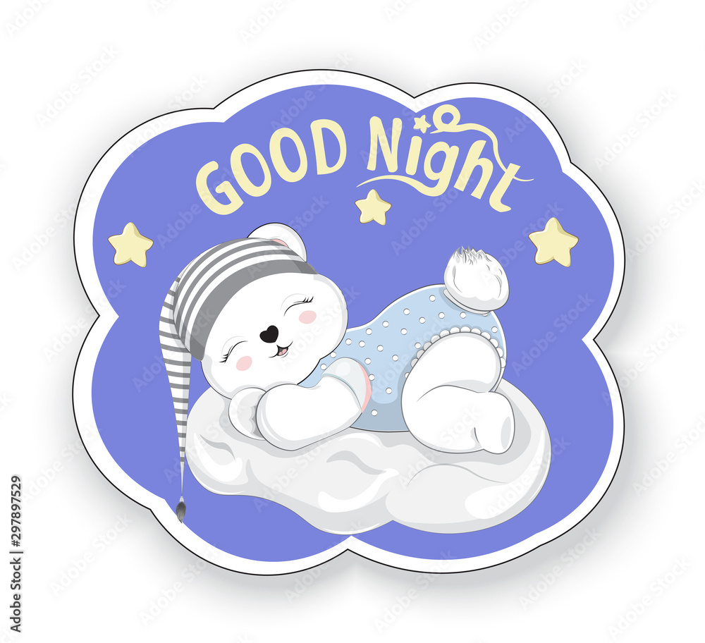 baby bear good night sticker baby bear good night sticker