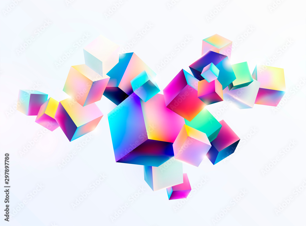 Abstract colorful composition with 3d cubes
