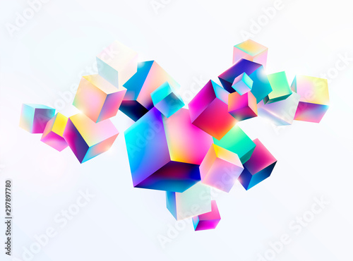 Fototapeta Naklejka Na Ścianę i Meble -  Abstract colorful composition with 3d cubes