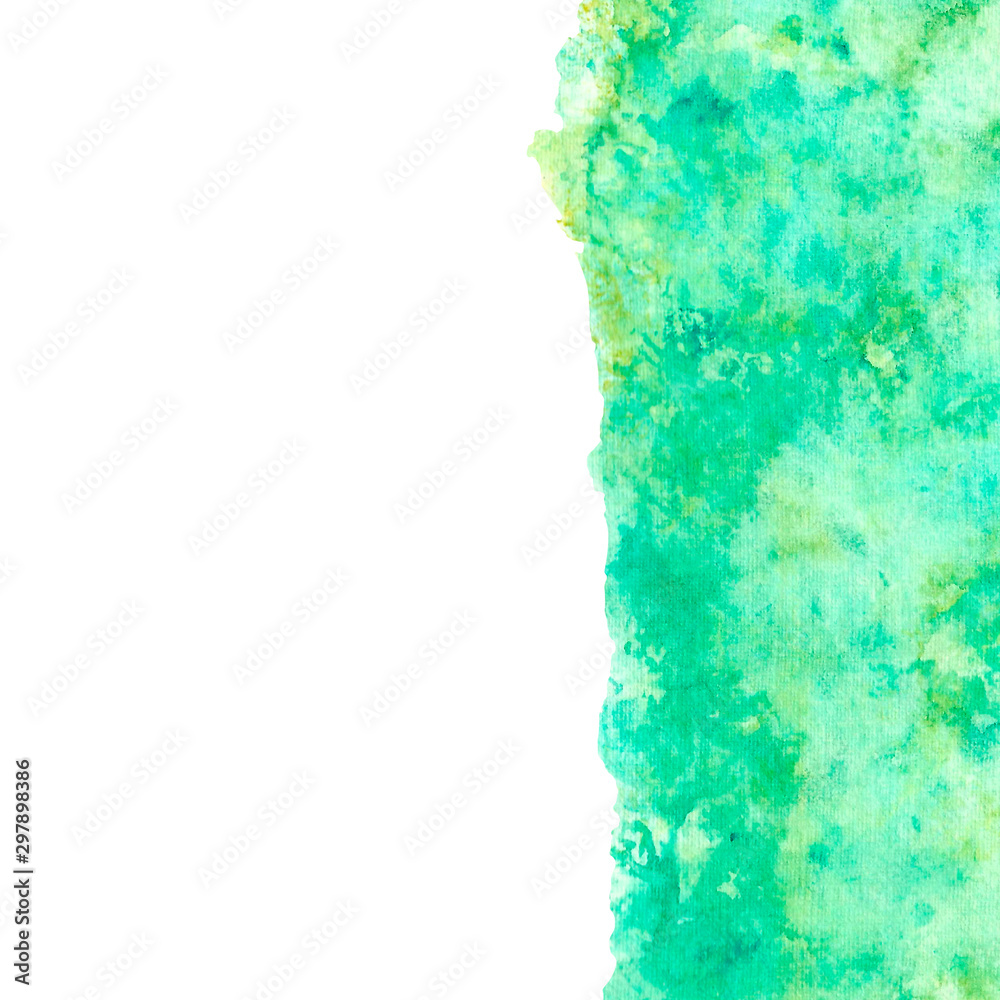 Naklejka premium Watercolor abstract sea wave green background. greeting card, design, wedding invitation