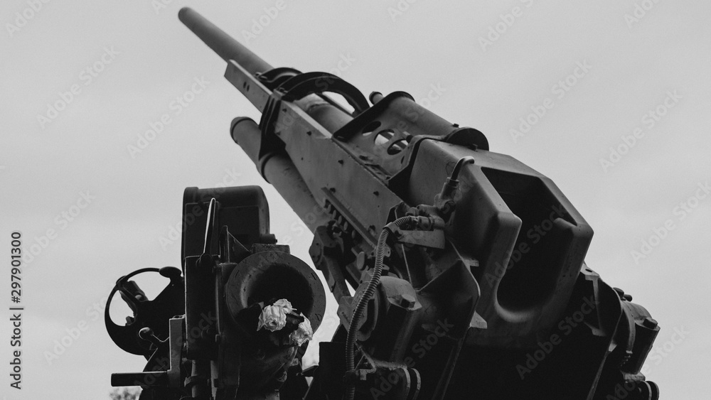 anti-aircraft defensive cannon located as a reminder of the historical facts of humanity