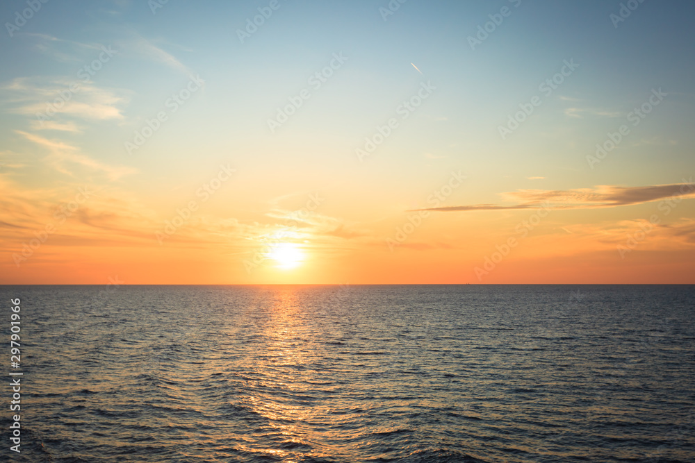 High resolution shot of natural sunset or sunrise over the sea
