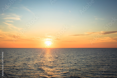 High resolution shot of natural sunset or sunrise over the sea © nata_rass