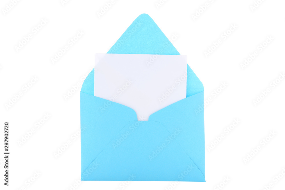 Blank paper with envelope isolated on white background Blank paper with envelope isolated on white background