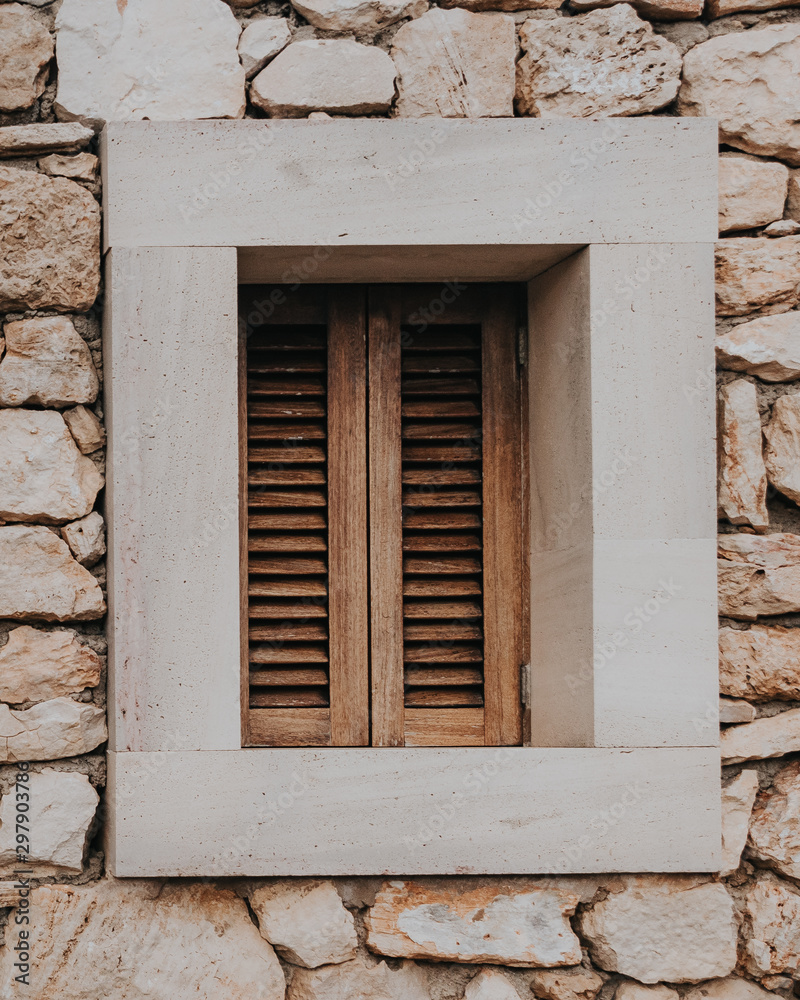 window of a rustic house in an ancient Mediterranean town