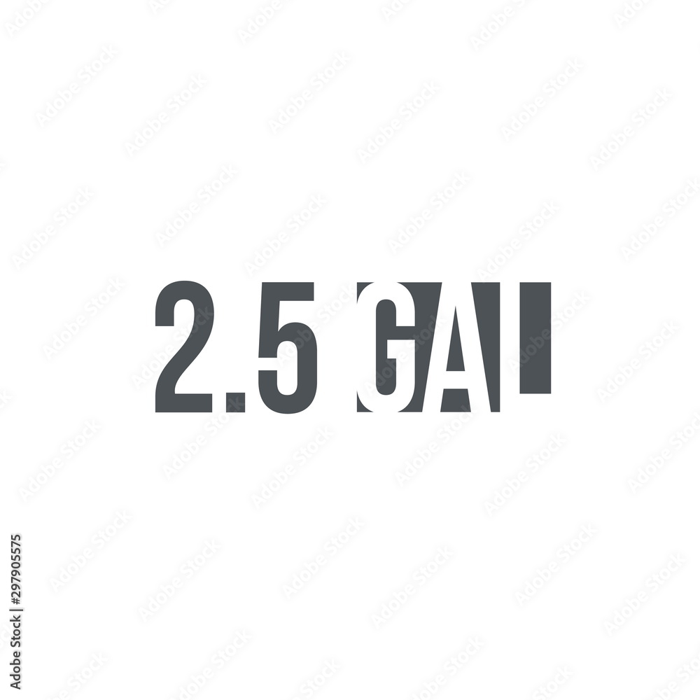 Fototapeta premium 2.5 gal sign (mark) estimated volumes gallons. Vector symbol pac