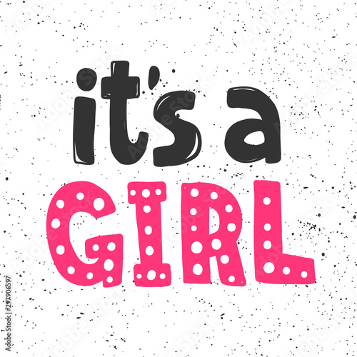 It is a girl. Sticker for social media content. Vector hand drawn illustration design. 