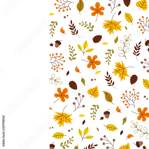 cute autumn leaf and small fruit in scandinavian