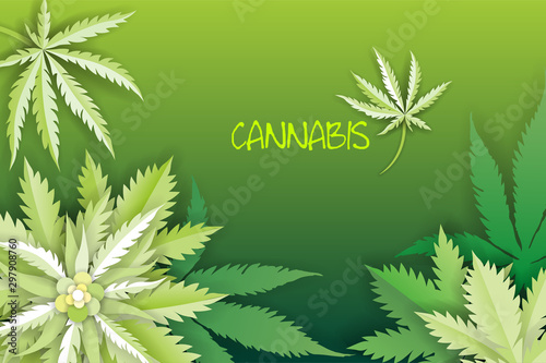 Paper cut Medical marijuana or cannabis leafs logo