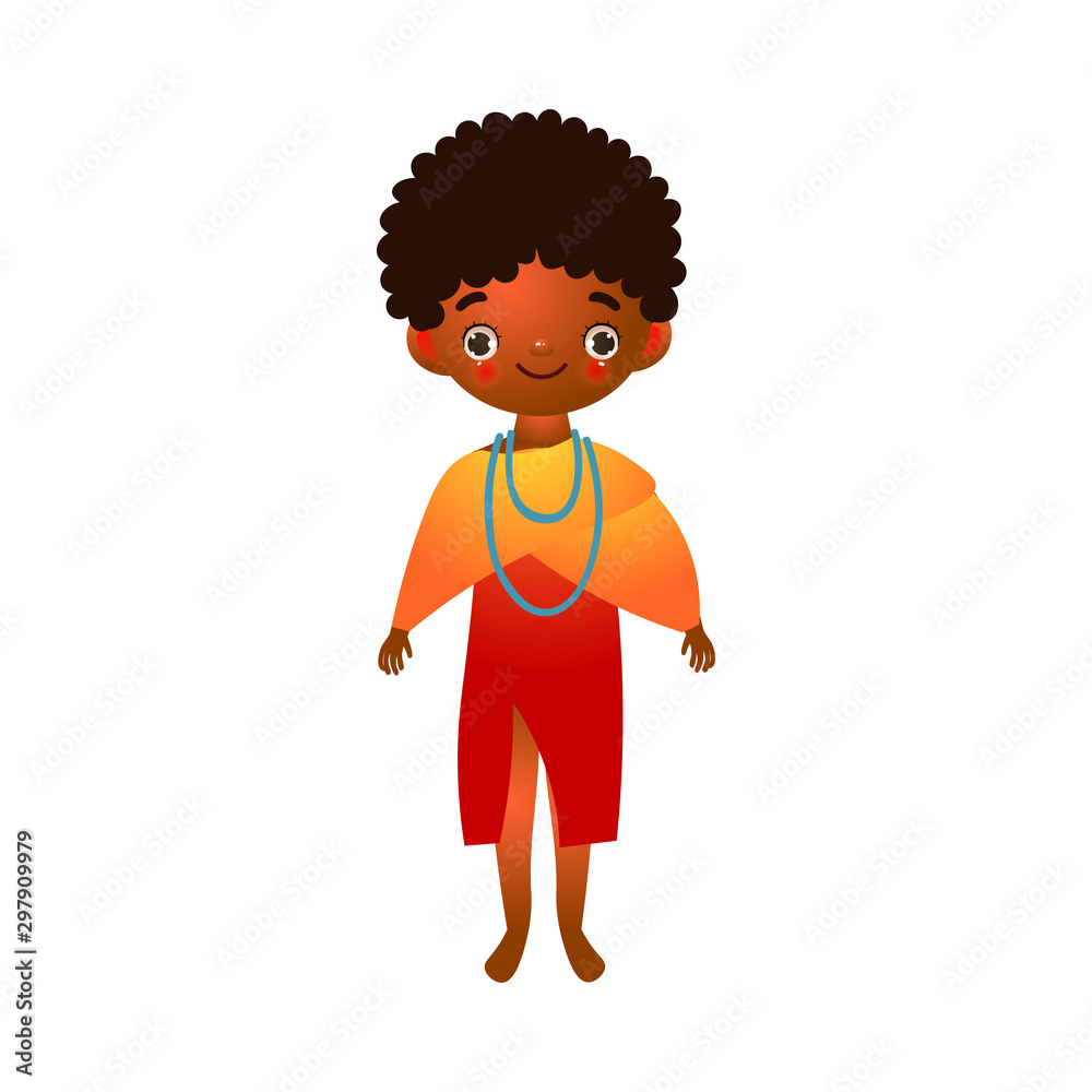 African girl in traditional ethnic dress. Vector illustration in flat cartoon style African girl in traditional ethnic dress. Vector illustration in flat cartoon style