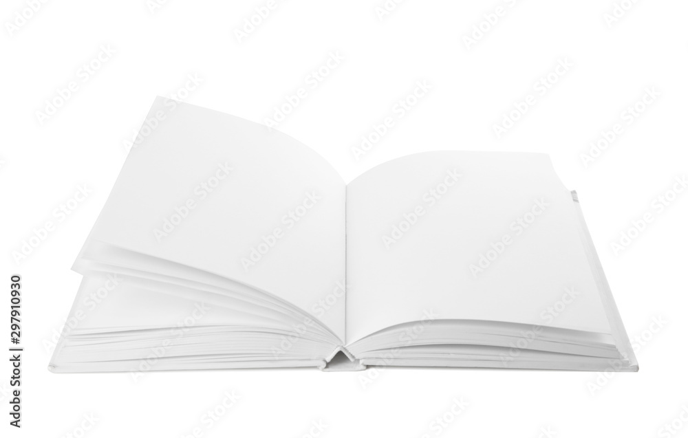 Mock up of open book on white background Mock up of open book on white background
