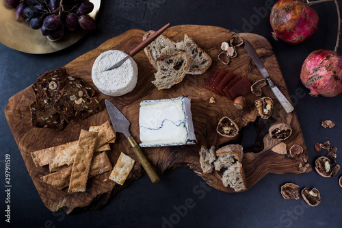 Close up of variety cheese on board