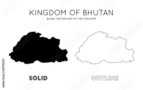 Bhutan map. Blank vector map of the Country. Borders of Bhutan for your infographic. Vector illustration.