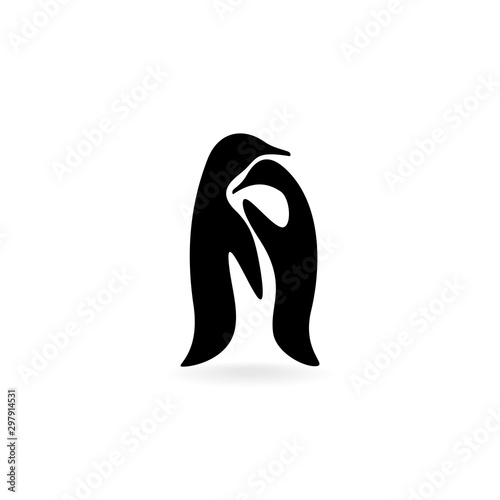 Penguins love. Simple and abstract sign. Vector illustration.
