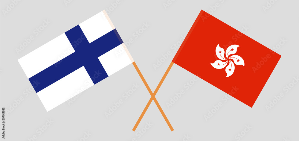 Hong Kong and Finland. Hongkong and Finnish flags