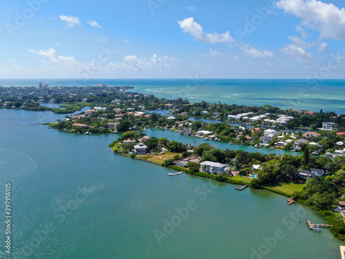 Fotografie Aerial view of Siesta Key, barrier island in the Gulf of Mexico, coast of Sarasota, Florida