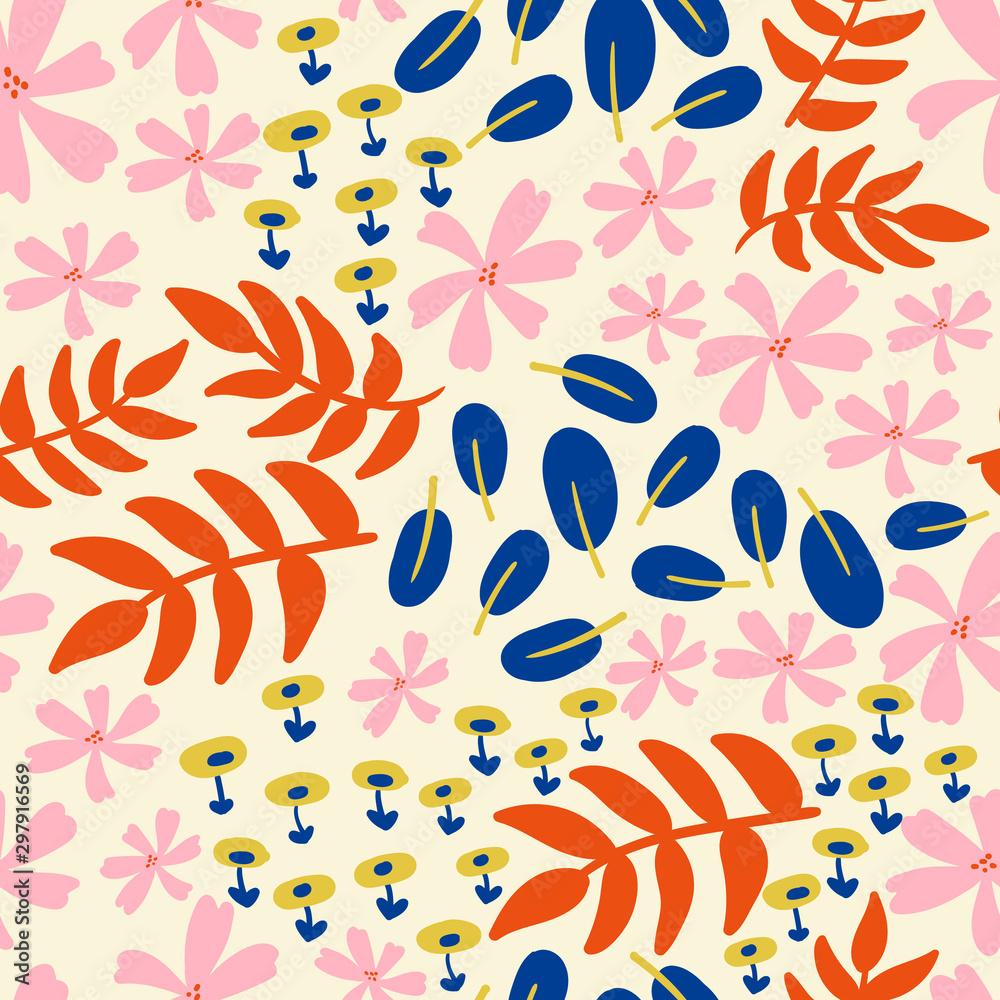 custom made wallpaper toronto digitalAbstract vector seamless pattern, background with flowers and leaves. Suitable for creating greeting cards, invitations, banners, web, flyers, backgrounds, covers, brochures, posters.