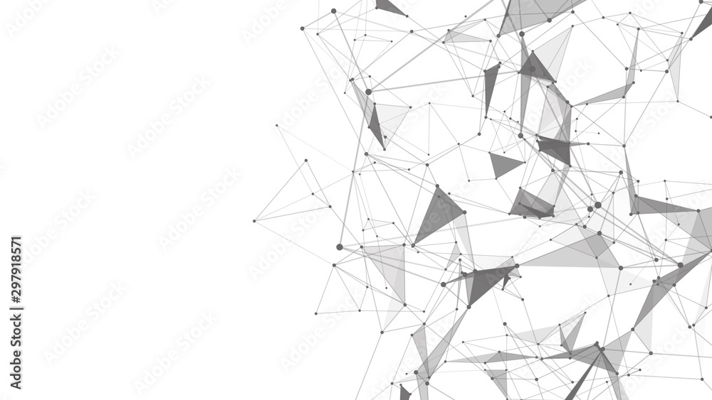 Connection of dots and lines on a white background. Abstract vector illustration. - obrazy, fototapety, plakaty 