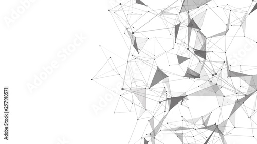 Connection of dots and lines on a white background. Abstract vector illustration.