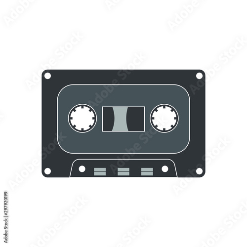 Audio cassette tape  old music retro player isolated on white background. Vector illustration