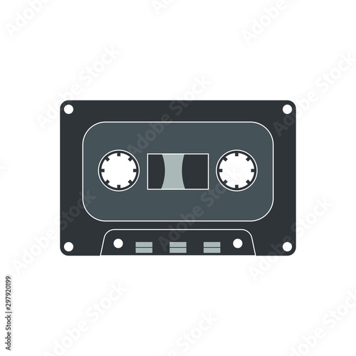 Audio cassette tape, old music retro player isolated on white background. Vector illustration
