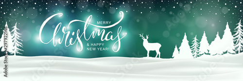 Winter Happy Holidays Landscape Background.Vector Xmas Card. Merry Christmas & Happy New Year Banner. 