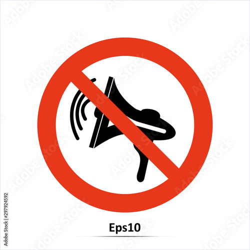 No sound icon. Vector Illustration.Red prohibition sign. Stop symbol.