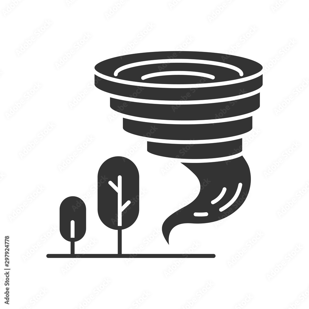 Tornado glyph icon. Twister. Cyclone. Natural disaster. Extreme weather ...