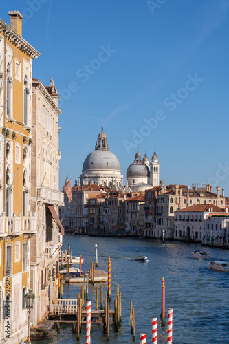 View of the Grand Canal and Basilica Santa Maria della Salute. Travel photo. Venice. Italy. Europe.