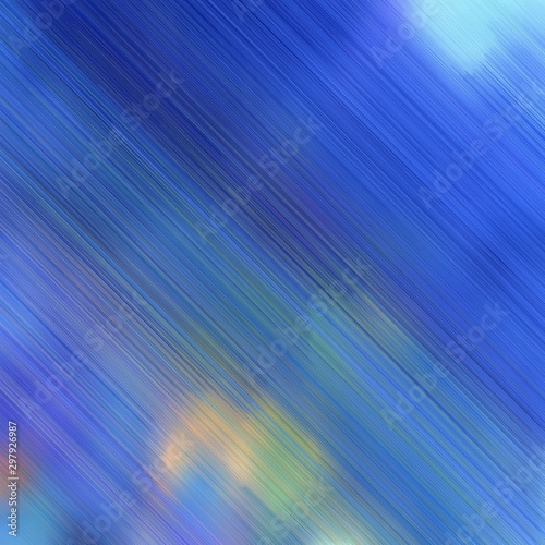 diagonal motion speed lines background or backdrop with steel blue, royal blue and dark gray colors. dreamy digital abstract art. square graphic © Eigens