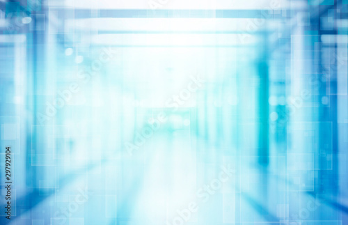 abstract defocused blurred technology space background, empty business corrid...