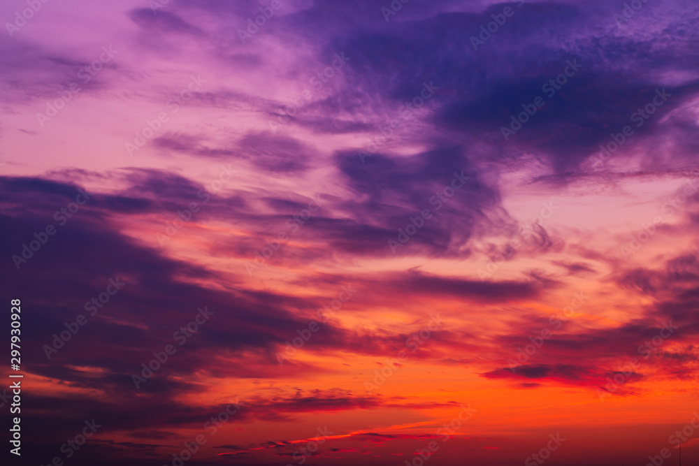 Beautiful abstract sky with clouds during sunset