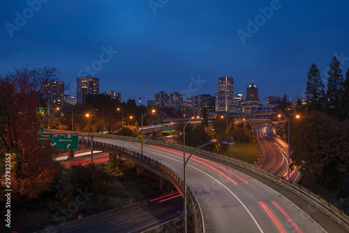 Portland cityscape under night