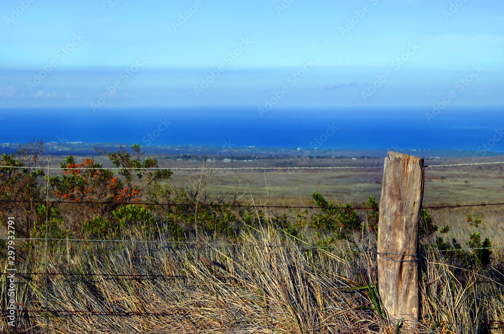 Barbed Wire Fence Fronts View of Kona Coast