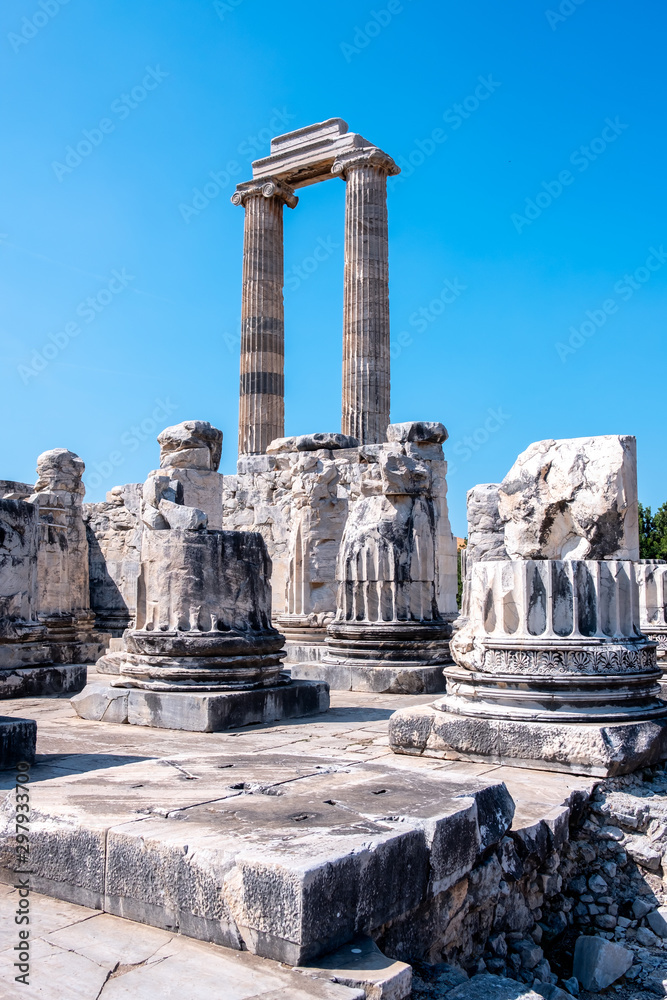 Ruins of Apollo Temple in Didim, Aydin Town, Turkey. The other name of this place is Didyma Ancient City