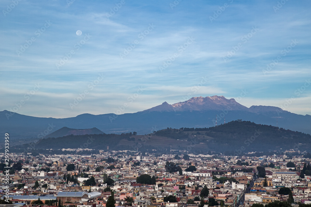 Panoramic view of the city, Popocatepetl volcano, Cholula, Puebla, Mexico