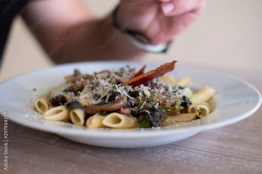 Macaroni with sauce, delicious food