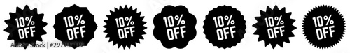 10 Percent OFF Discount Tag Black | Special Offer Icon | Sale Sticker | Deal Label | Variations